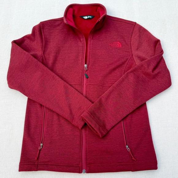 The North Face Other - The North Face Mens Red Heather Full Zip Fleece Jacket Size S Small Mock Neck
